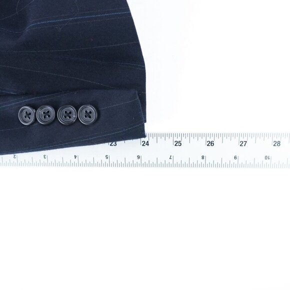 Burberry Navy Blue Striped Wool Blazer 42R EUC 2 Button 2 Vent Barneys Sports - Picture 14 of 15